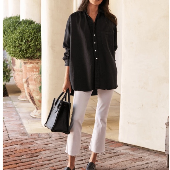 Frank & Eileen Shirley Oversized Button Up Shirt in Blackout Denim S - Picture 2 of 12